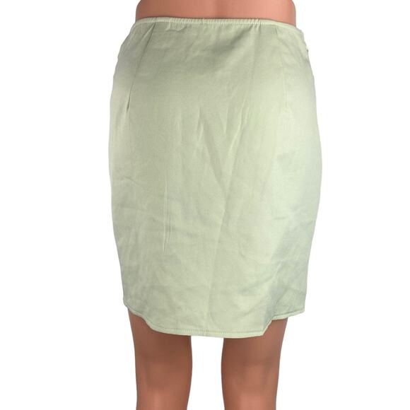 PrettyLittleThing Mint Green Knot Front Career Office Mini Pencil Wrap Skirt 6 - Picture 3 of 5